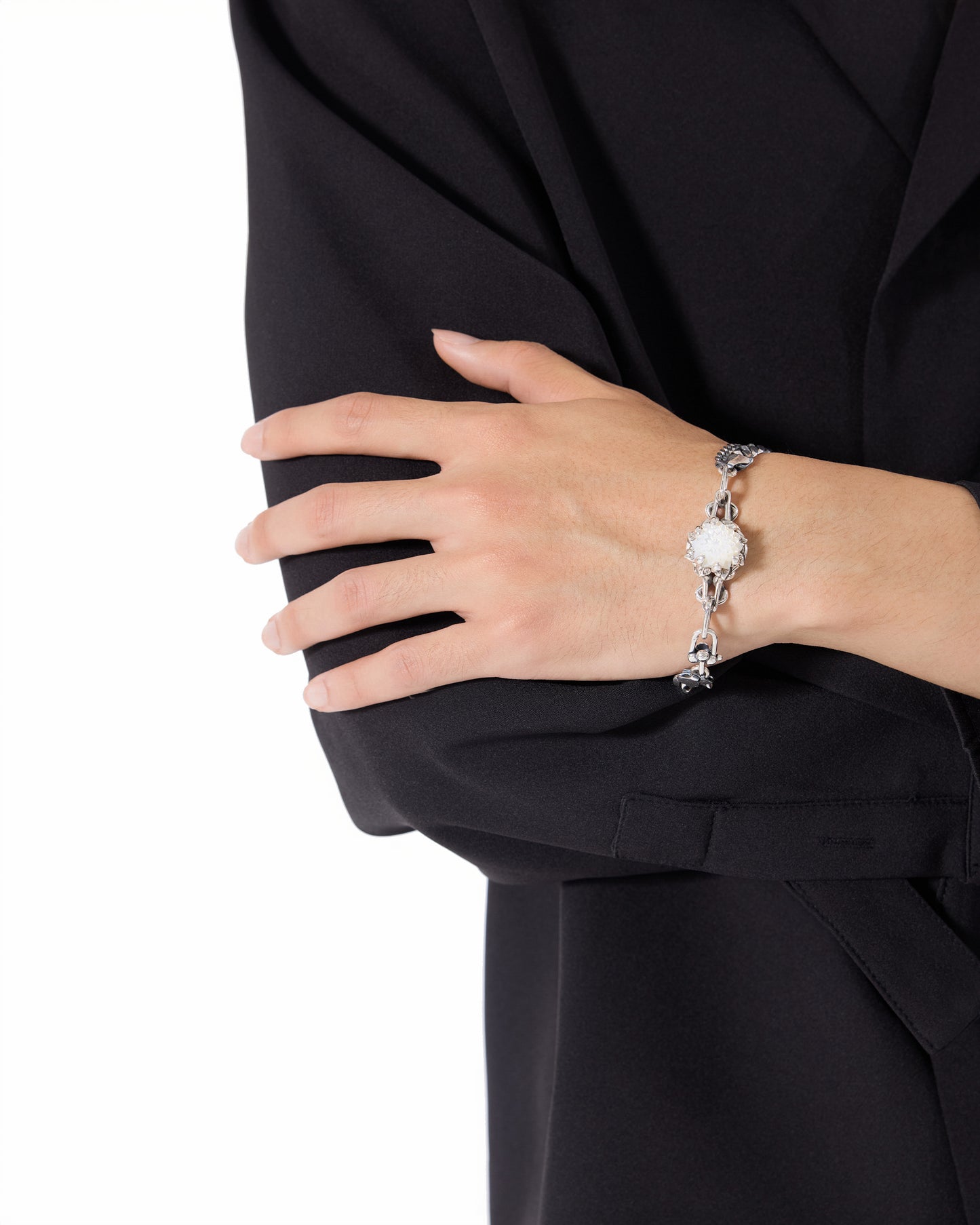 Zinnia Flower Bracelet_Cuban Link