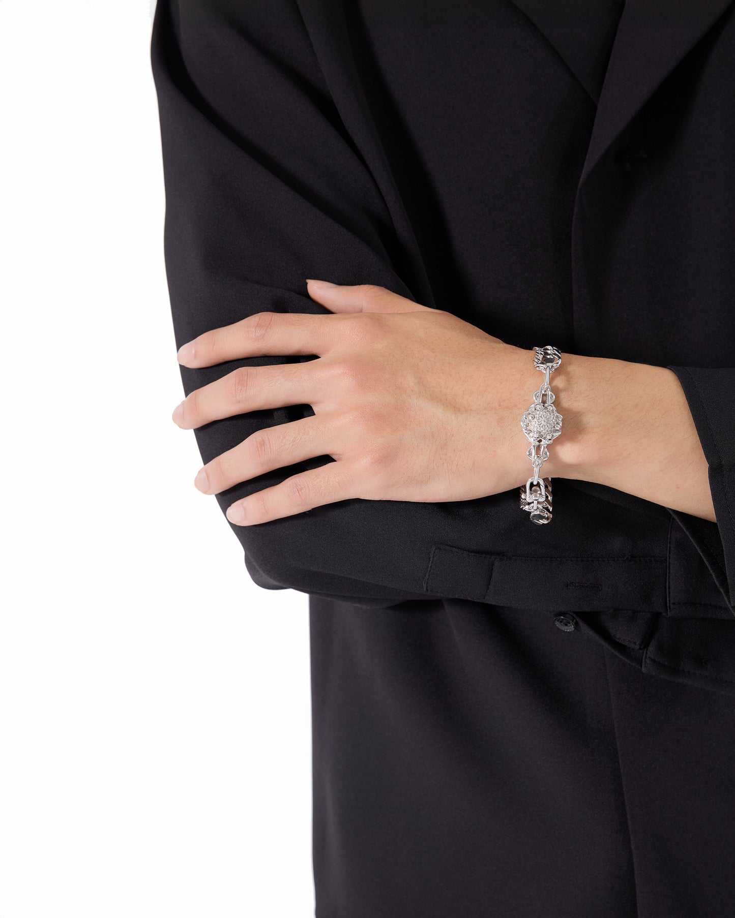 Zinnia Flower Bracelet_Cuban Link