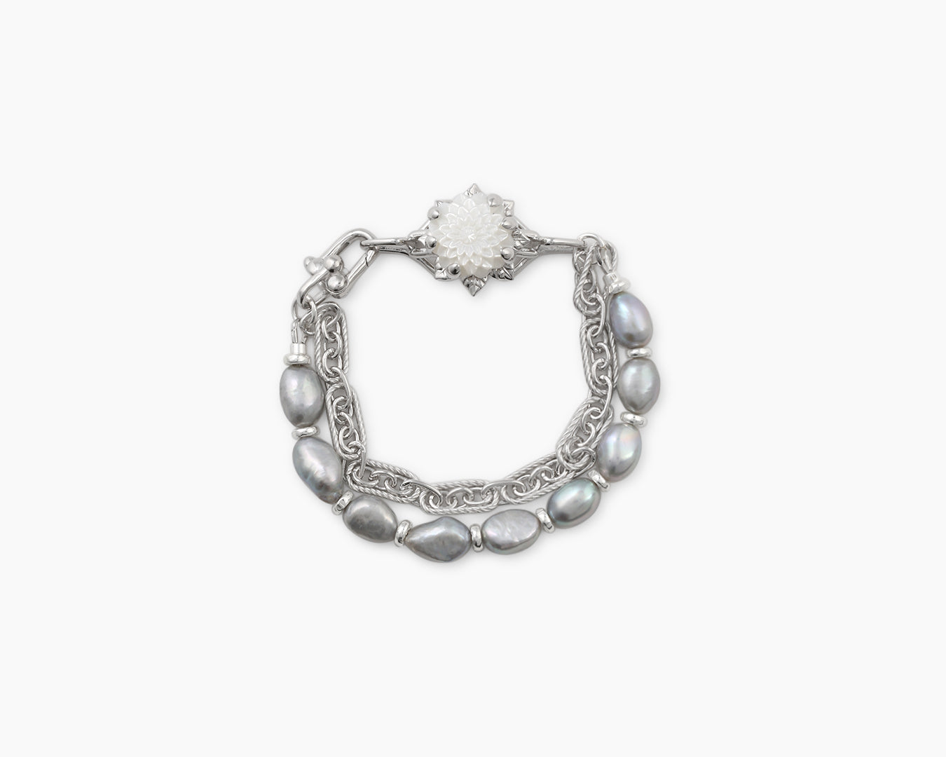 Zinnia Flower Bracelet_Grey Pearl_Pocket Edition