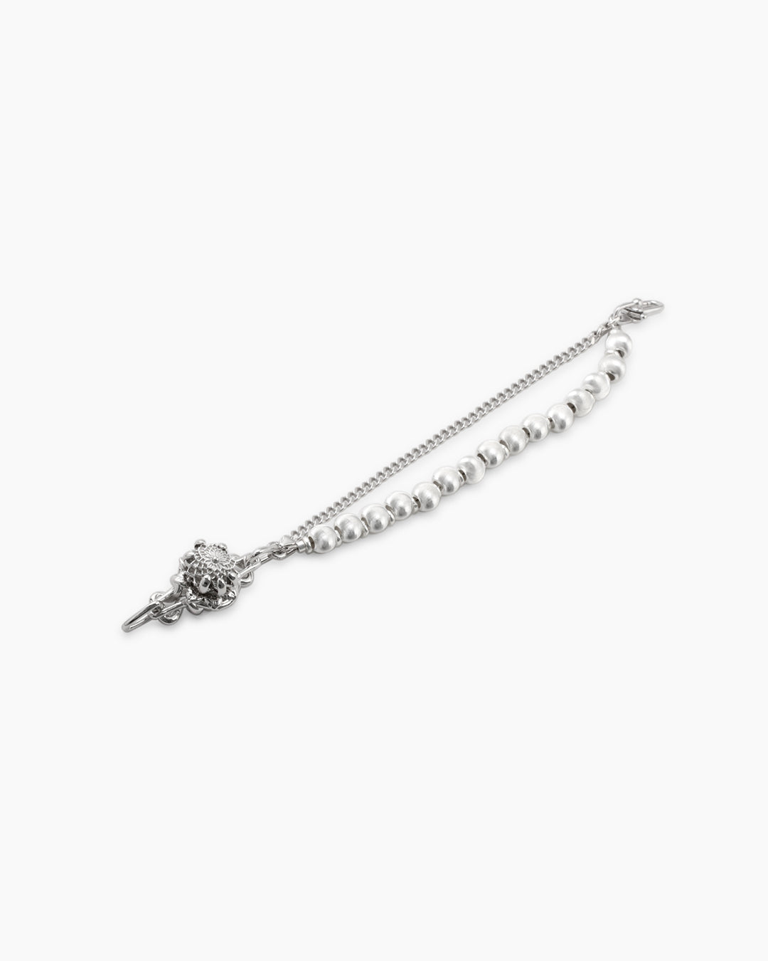 Zinnia Flower Bracelet_Silver Pearl